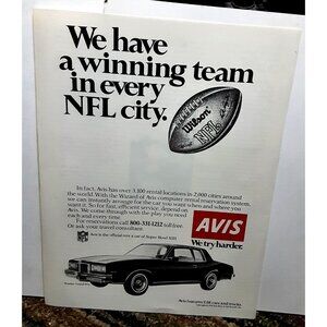 1978 Avis Car Rental Pontiac Grand Prix Wilson NFL Football Original Print Ad